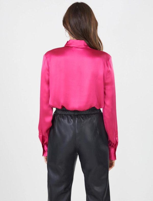 BCBG COSETTO SILK SHIRT - PINK PEACOCK - Image 4