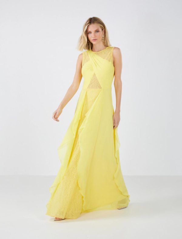 BCBG ALESSIA EVENING DRESS - YELLOW CREAM