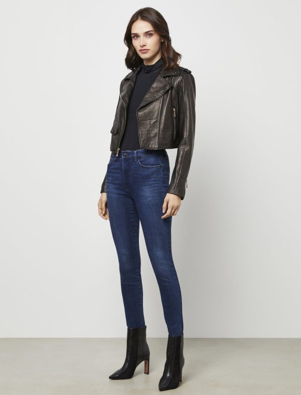 Bcbg Cropped Leather Moto Jacket - Image 7