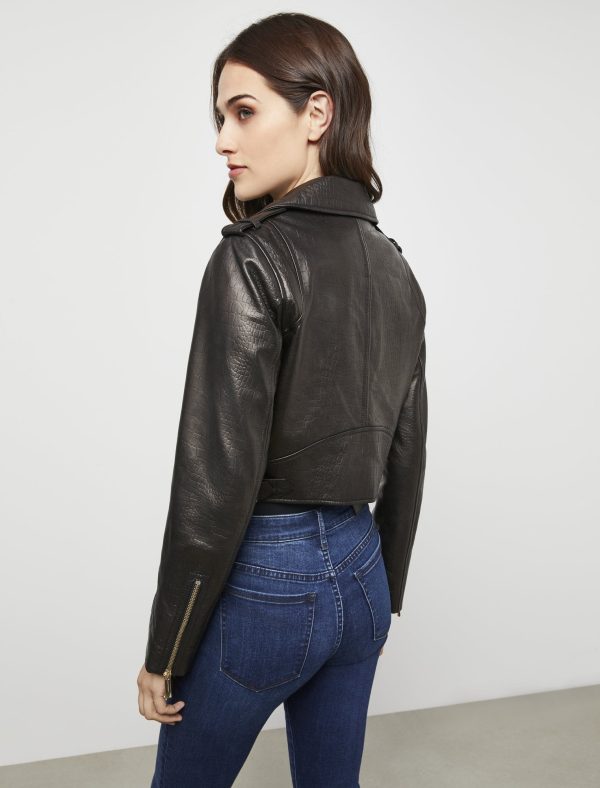 Bcbg Cropped Leather Moto Jacket - Image 9