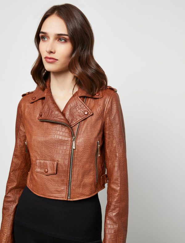 Bcbg Cropped Leather Moto Jacket - Image 2