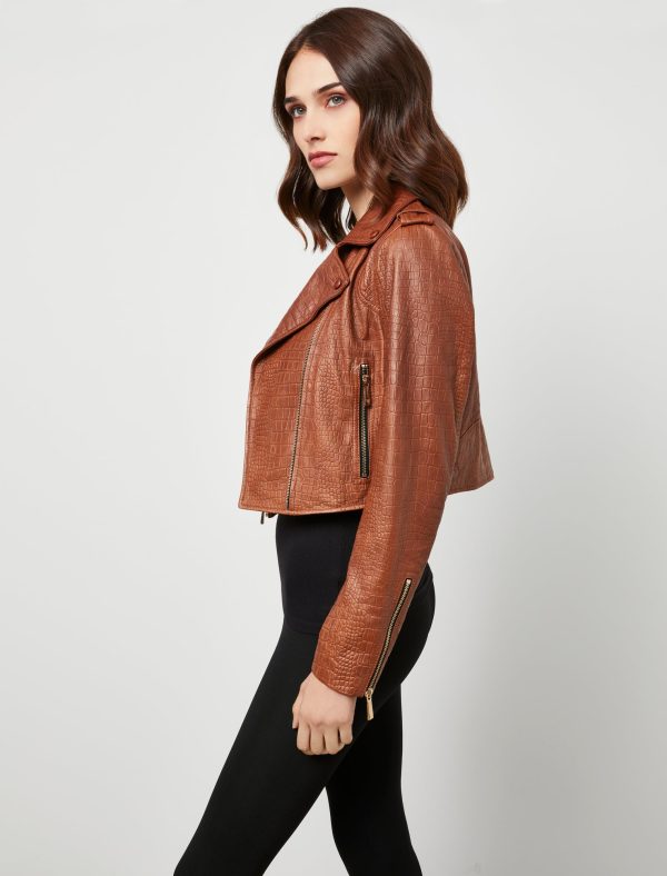 Bcbg Cropped Leather Moto Jacket - Image 5