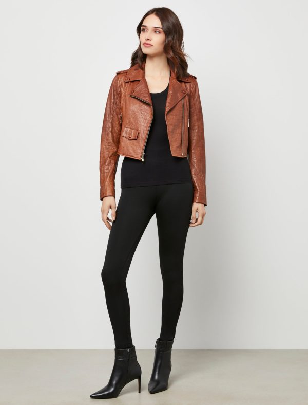 Bcbg Cropped Leather Moto Jacket - Image 6