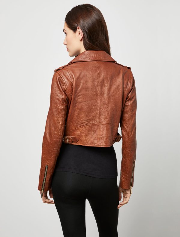 Bcbg Cropped Leather Moto Jacket - Image 7