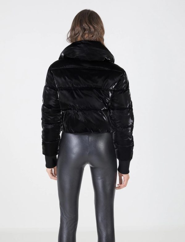 BCBG CROPPED PUFFER JACKET - BLACK - Image 3