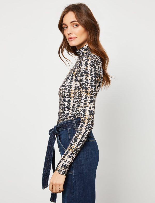 Bcbg Crosshatch Turtleneck Long Sleeve Top - Image 3