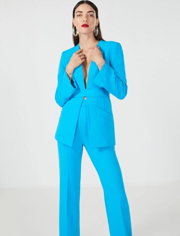 BCBG ALESSIA OPEN-BACK BLAZER - VIVID BLUE - Image 4