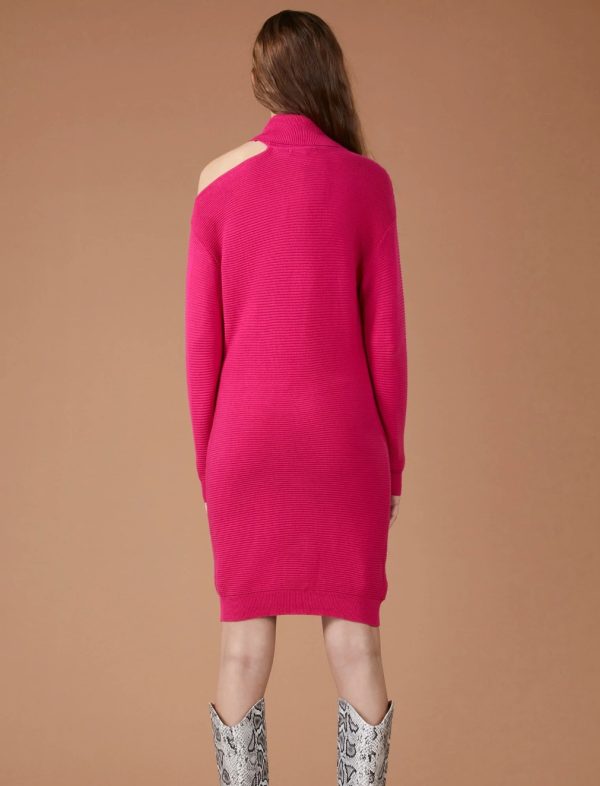 BCBG CUTOUT SHOULDER SWEATER DRESS BCBGENERATION - PINK PEACOCK - Image 4