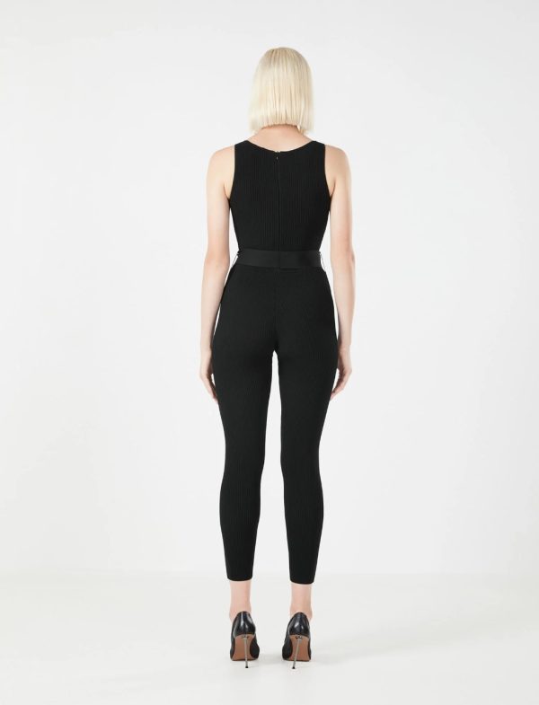 BCBG DANIELLA KNIT JUMPSUIT - BLACK - Image 3