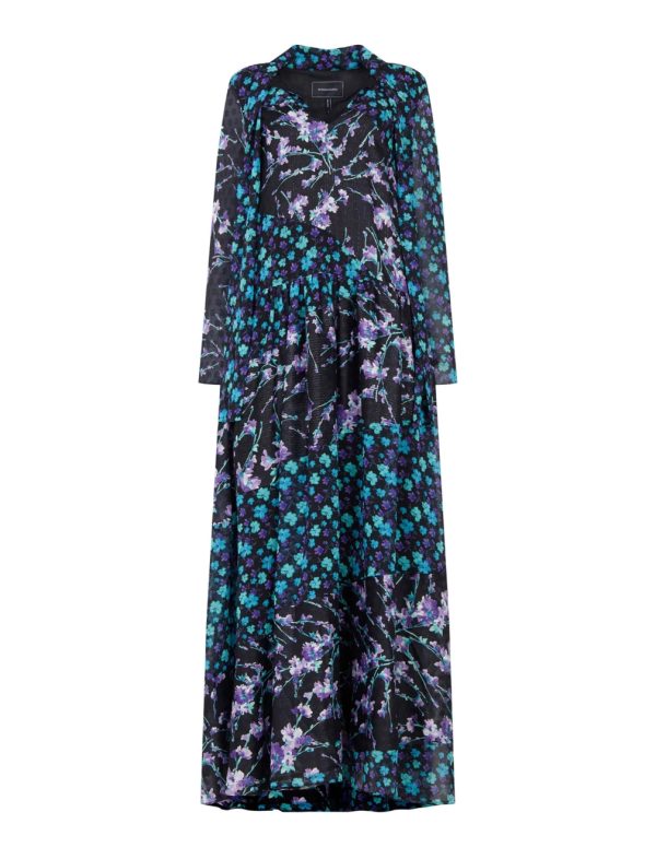 BCBG DANTE MIXED PRINT CHIFFON DRESS - BLACK MULTI - Image 5