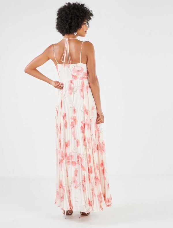 BCBG DELPHINE PLEATED EVENING DRESS - TOSSED POPPIES - Image 5