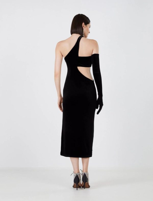 BCBG DOMENICO GLOVED VELVET DRESS - BLACK BEAUTY - Image 5