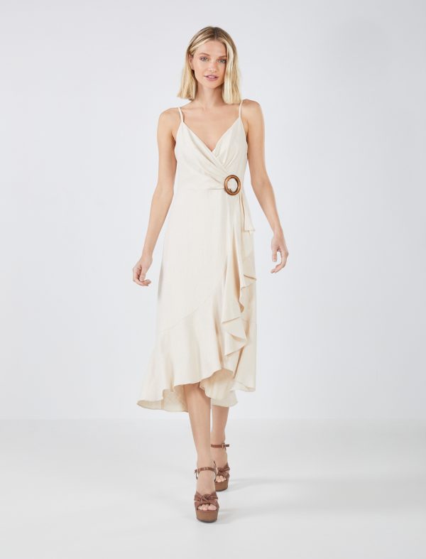 BCBG DORIS RUFFLE MIDI DRESS