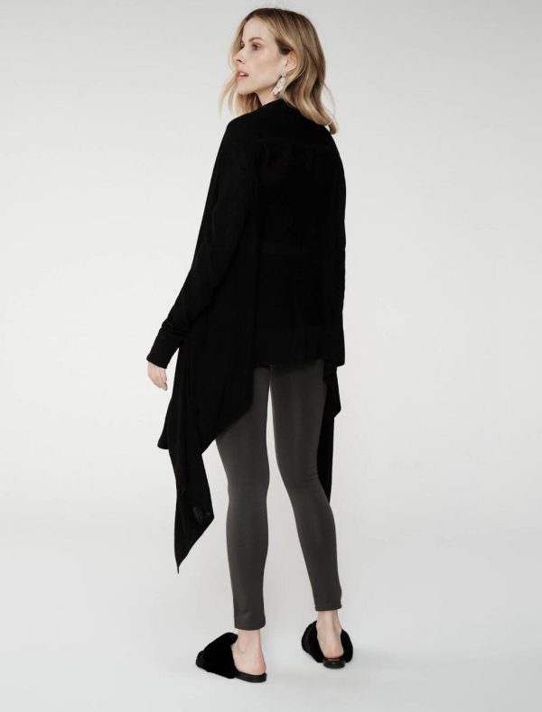 BCBG DRAPED CARDIGAN - BLACK - Image 4