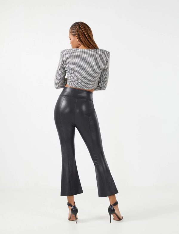 BCBG ALLEGRA FAUX LEATHER FLARE PANT - BLACK BEAUTY - Image 2