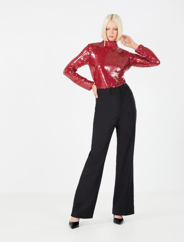 BCBG EDDA SEQUIN BODYSUIT - ADRENALINE RED