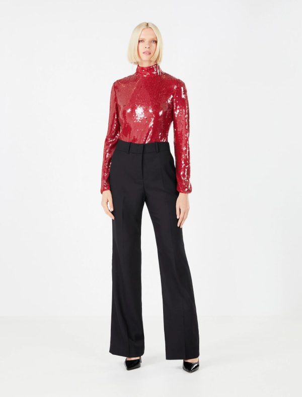 BCBG EDDA SEQUIN BODYSUIT - ADRENALINE RED - Image 4