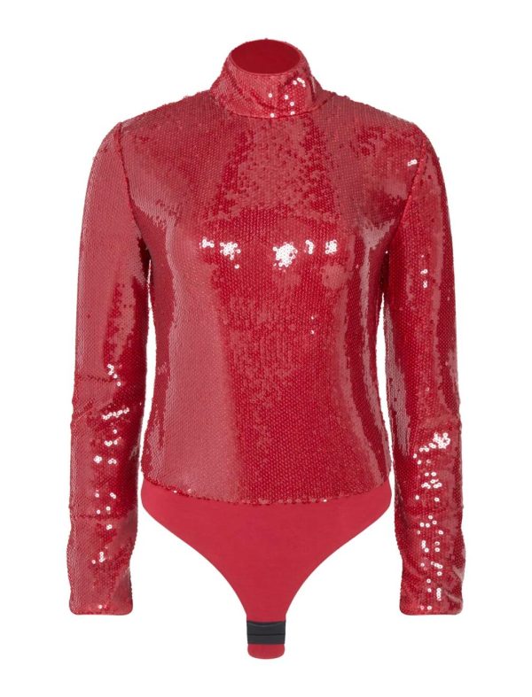 BCBG EDDA SEQUIN BODYSUIT - ADRENALINE RED - Image 5