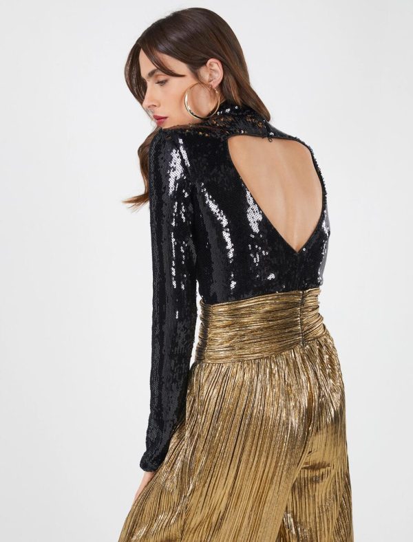 BCBG EDDA SEQUIN BODYSUIT - BLACK BEAUTY - Image 2