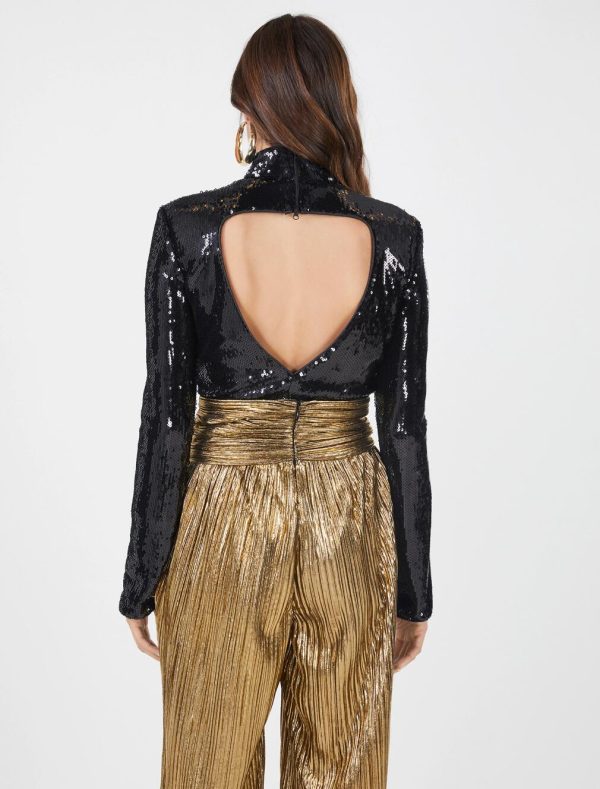 BCBG EDDA SEQUIN BODYSUIT - BLACK BEAUTY - Image 3