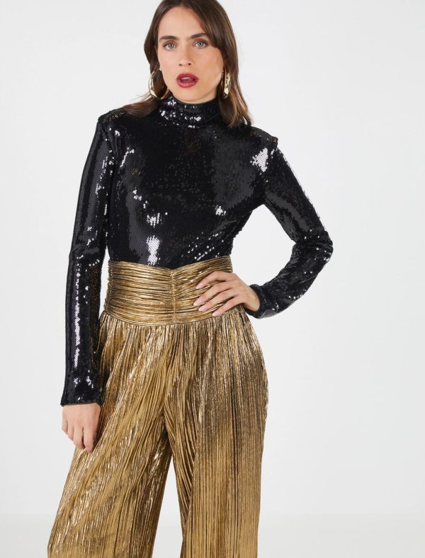 BCBG EDDA SEQUIN BODYSUIT - BLACK BEAUTY - Image 4