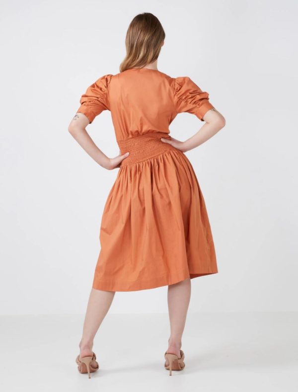 BCBG ELENY PUFF SLEEVE DAY DRESS - RAW SIENNA - Image 3