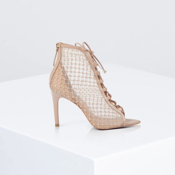 BCBG ELLISE MESH LACE-UP BOOTIE - PALOMINO DIAMOND MESH - Image 2