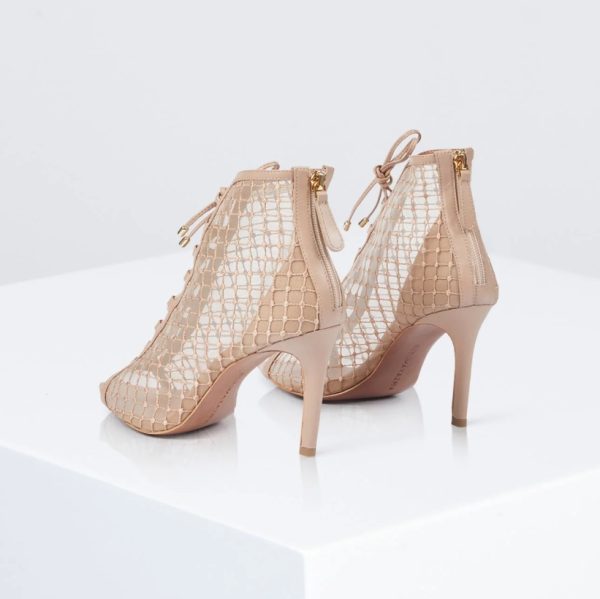 BCBG ELLISE MESH LACE-UP BOOTIE - PALOMINO DIAMOND MESH - Image 3