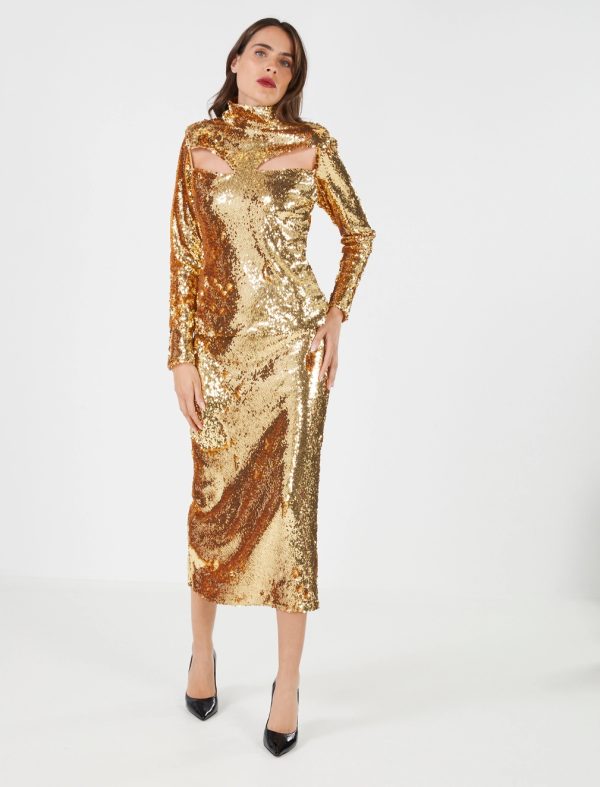 BCBG ELNA SEQUIN SKIRT - GOLD