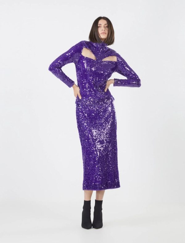 BCBG ELNA SEQUIN SKIRT - VIOLET - Image 2