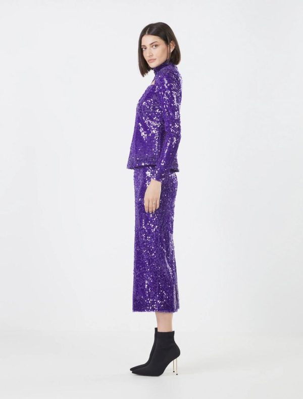 BCBG ELNA SEQUIN SKIRT - VIOLET - Image 3