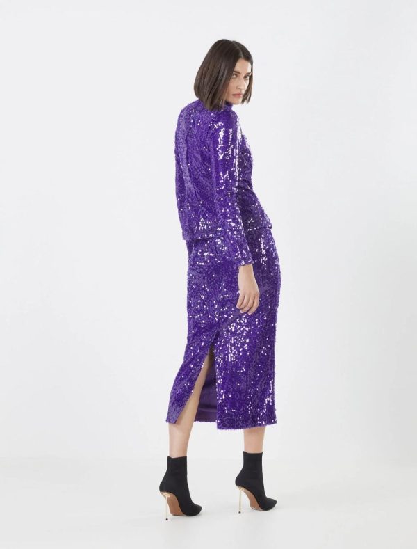 BCBG ELNA SEQUIN SKIRT - VIOLET - Image 4