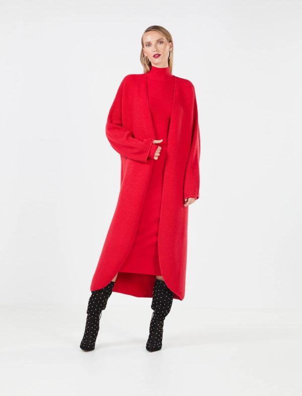 BCBG ELOISA DUSTER JACKET - RHUBARB