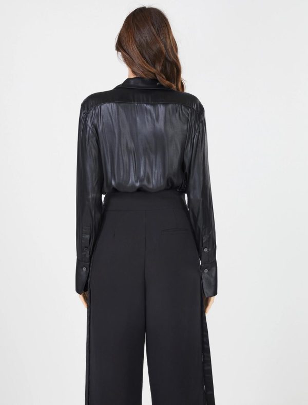 BCBG ELVERA COATED SHIRT - BLACK BEAUTY - Image 4