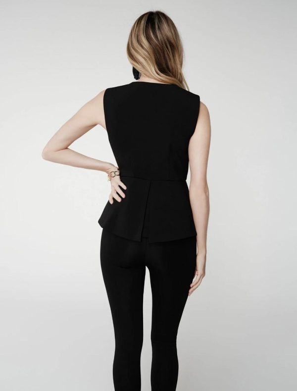 BCBG ABRIELLE SLEEVELESS PEPLUM TOP - BLACK - Image 5