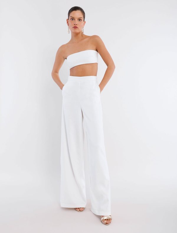 BCBG FAIRFAX WIDE-LEG TROUSER - OPTIC WHITE