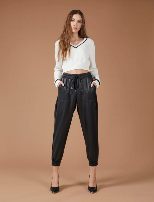 BCBG FAUX LEATHER JOGGER BCBGENERATION - BLACK