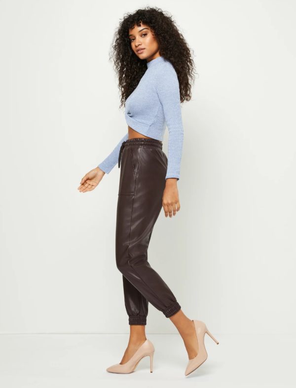 BCBG FAUX LEATHER JOGGER BCBGENERATION - MILK CHOCOLATE - Image 3