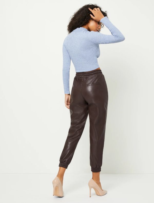 BCBG FAUX LEATHER JOGGER BCBGENERATION - MILK CHOCOLATE - Image 4