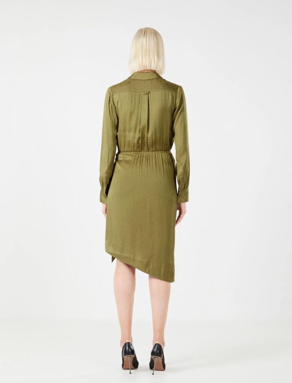 BCBG FERNANDA BUTTON-FRONT DRESS - OLIVE DRAB - Image 5