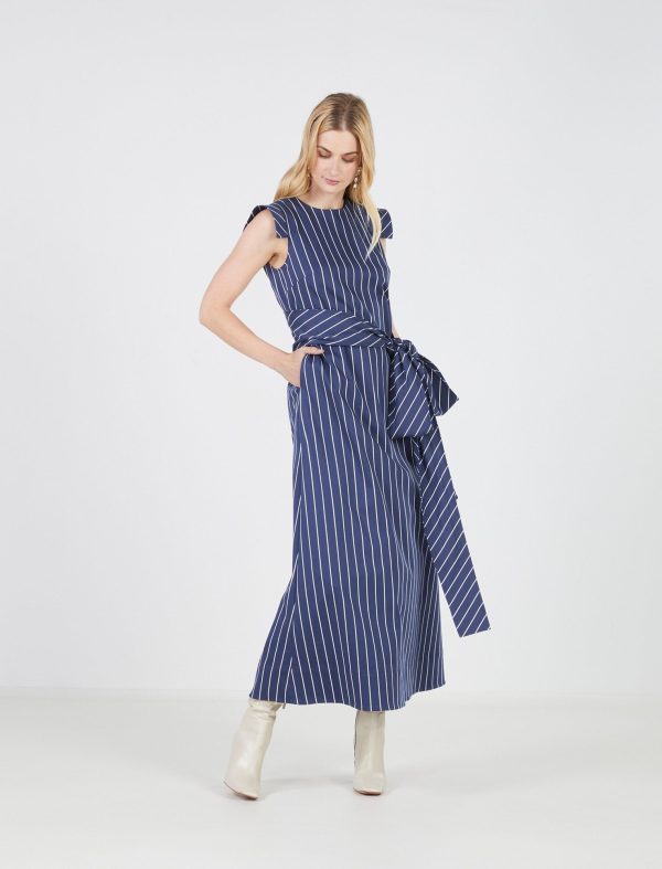 BCBG FLUIT TIE FRONT DRESS - SAILOR PINSTRIPE - Image 3