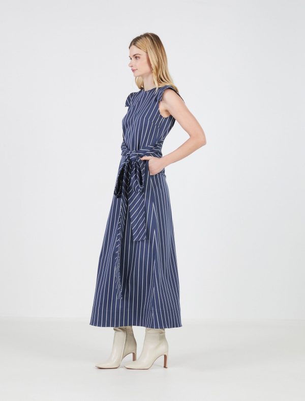 BCBG FLUIT TIE FRONT DRESS - SAILOR PINSTRIPE - Image 4