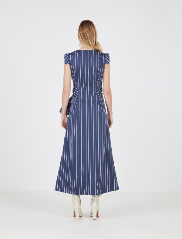 BCBG FLUIT TIE FRONT DRESS - SAILOR PINSTRIPE - Image 5