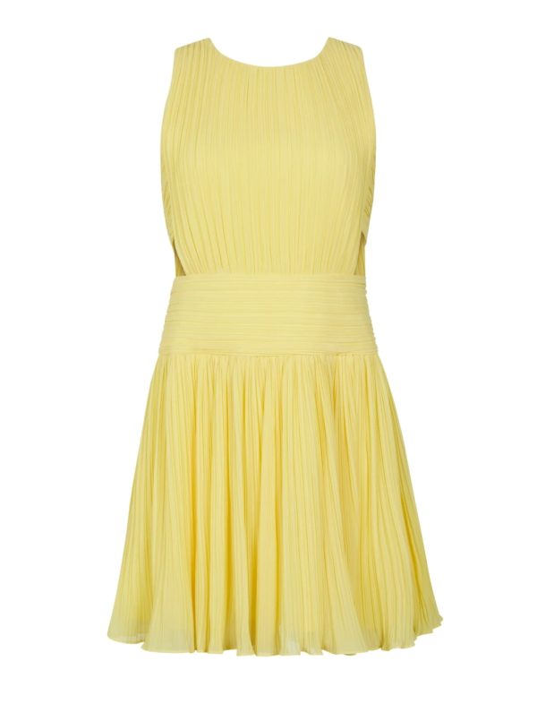 BCBG FRANCIE PLEATED MINI DRESS - YELLOW CREAM - Image 4