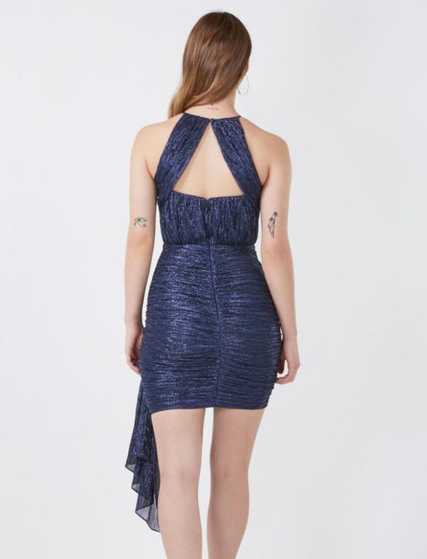 BCBG GABRIELLE SHIMMER MINI DRESS - METALLIC NAVY - Image 3