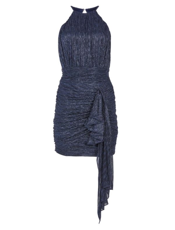 BCBG GABRIELLE SHIMMER MINI DRESS - METALLIC NAVY - Image 4