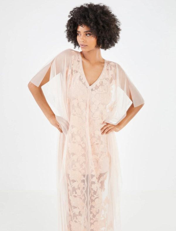 BCBG GENEVIEVE EVENING CAFTAN DRESS - BARE PINK - Image 2