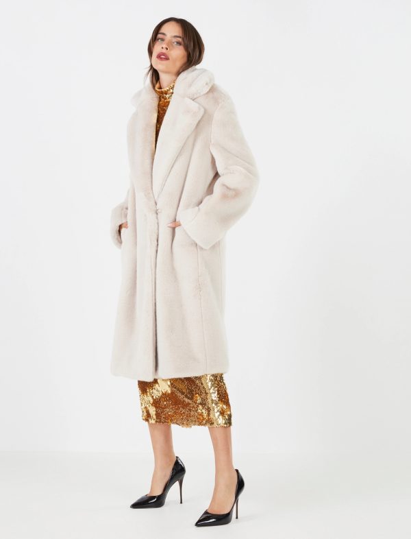 BCBG GENNY FAUX FUR COAT - DOVE GREY - Image 3