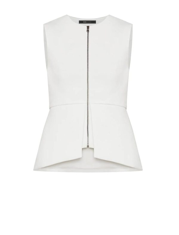 BCBG ABRIELLE SLEEVELESS PEPLUM TOP - WHITE - Image 5