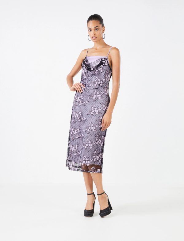 BCBG GIORDANA MIDI DRESS - BLACK PASTEL LILAC - Image 2